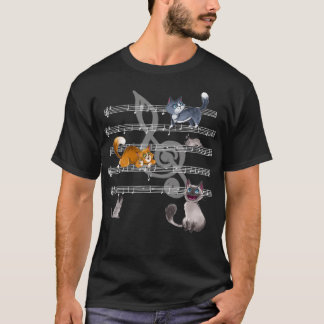 Camiseta Canção do Gatinho de Gatos Reproduzindo com Música