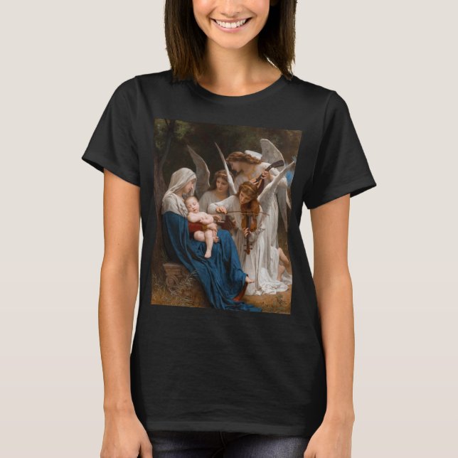 Camiseta Canção dos Anjos por William-Adolphe Bouguereau (Frente)
