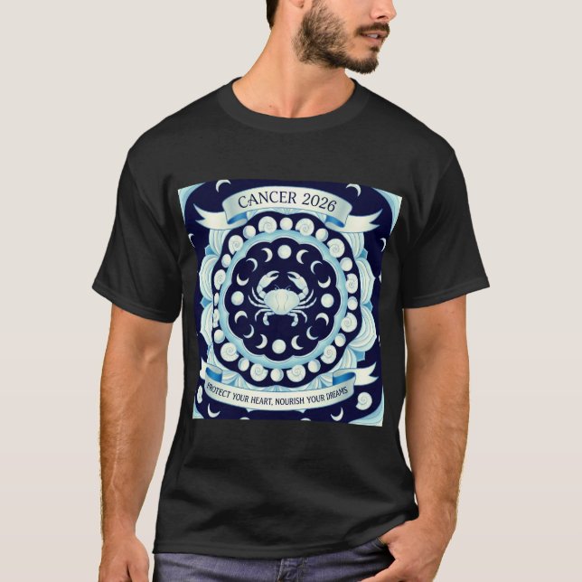 Camiseta Cancer 2026 Zodiac Mandala | Moon & Water Sign Ast (Frente)