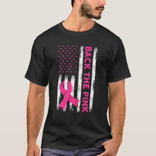 Camiseta Cancer A Da Fita De Bandeira Americana Rosa