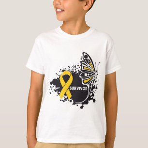 Camiseta Cancer abstrato de Neuroblastoma da borboleta do