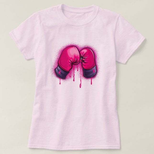 Camiseta Cancer Boxing Luvas T-Shirt (Frente do Design)