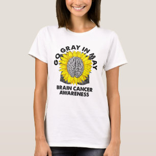 Camiseta Cancer cerebral Sensibilização Para Ir Cinza Em