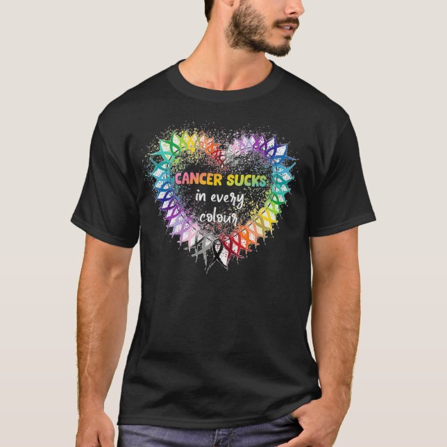 Camiseta Cancer Chupa Em Cada Ribbo De Consciência Do Cance (Frente)