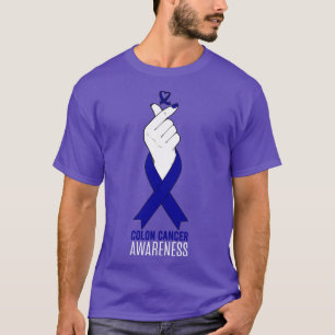 Camiseta Cancer Colon Conscientização Kpop Dom Coração Dedo
