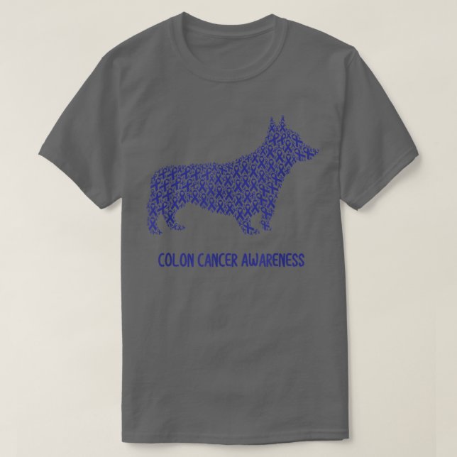 Camiseta Cancer Colônico Consciência Azul Fita Sobrevivente (Frente do Design)