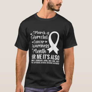 Camiseta Cancer Colorectal de Consciência do Cancer Mês