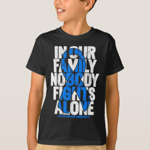 Camiseta Cancer Colorectal de Suporte à Família Azul