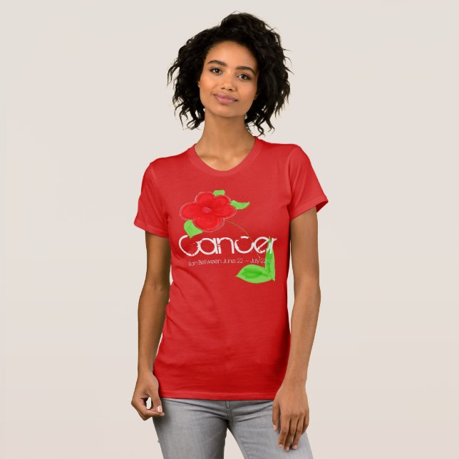 Camiseta cancer Com Flor Vermelho Ruby (Frente Completa)