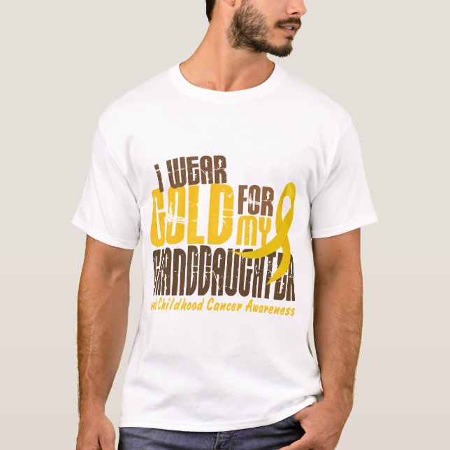 Camiseta Cancer da infância EU VISTO o OURO PARA MINHA NETA (Frente)