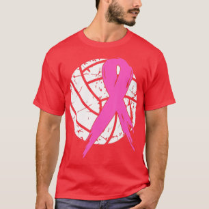 Camiseta Câncer da mama Cos de Consciência do Voleibol Rosa