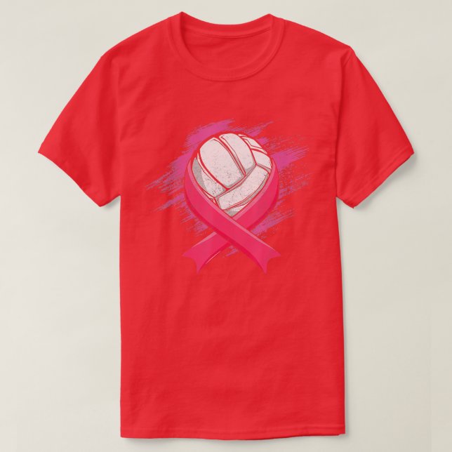 Camiseta Câncer da mama Cos de Consciência do Voleibol Rosa (Frente do Design)