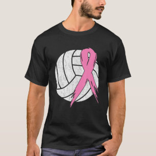Camiseta Câncer da mama Cos de Consciência do Voleibol Rosa