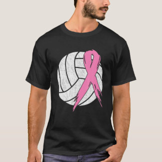 Camiseta Câncer da mama Cos de Consciência do Voleibol Rosa