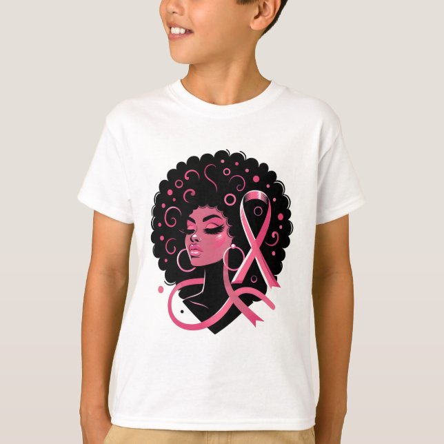 Camiseta Cancer da Mama Mulheres Negras-Americanas Apoiam (Frente)