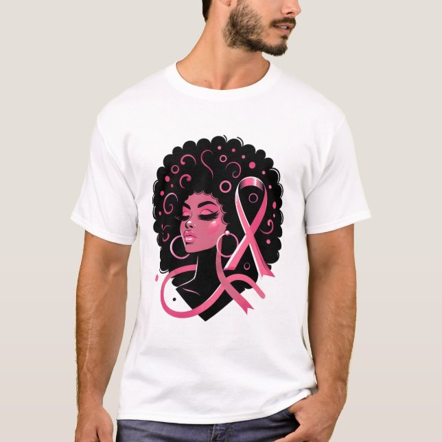 Camiseta Cancer da Mama Mulheres Negras-Americanas Apoiam (Frente)