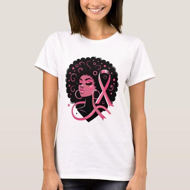 Camiseta Cancer da Mama Mulheres Negras-Americanas Apoiam (Frente)