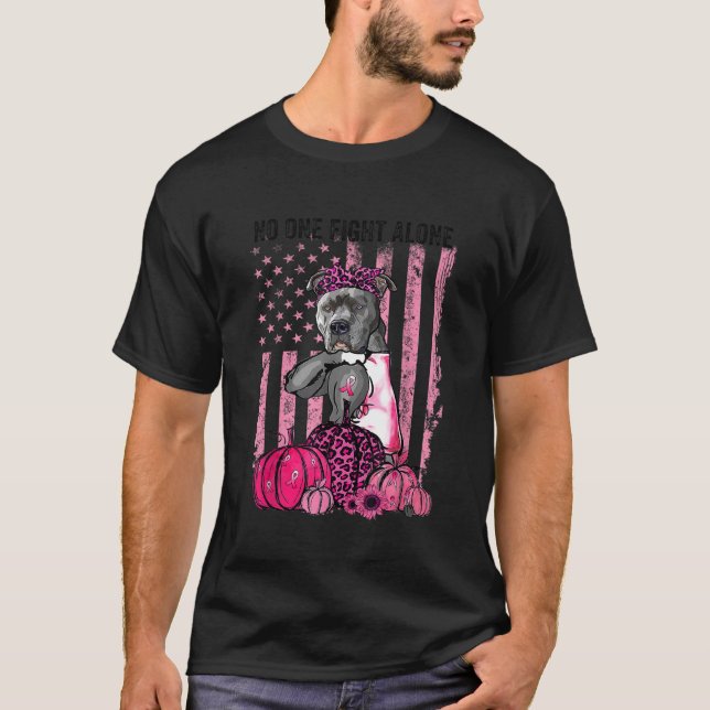 Camiseta Cancer Da Mama Outubro Cachorro Rosa Pumpkin Ame (Frente)