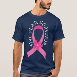 Camiseta Cancer de 5 anos Sobrevivente Presente de Fita Ros
