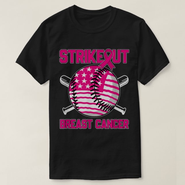 Camiseta Cancer de baseball americano em greve de bandeiras (Frente do Design)