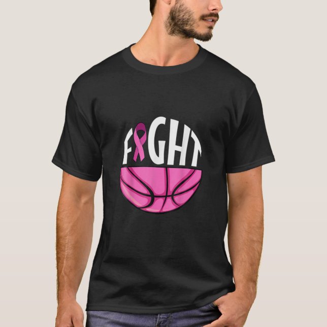 Camiseta Cancer De Fita Rosa De Voleibol Contra A Fita Rosa (Frente)