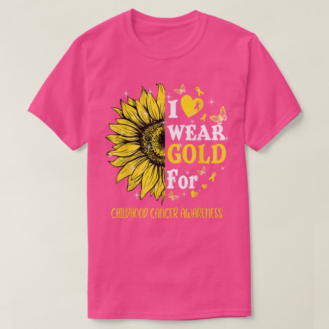 Camiseta Cancer de Infância Amarelo do Coração Girassol Aw (Frente do Design)