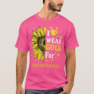 Camiseta Cancer de Infância Amarelo do Coração Girassol Aw