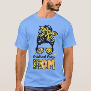 Camiseta Cancer de Infância Mãe Mensagem Bun Yellow Ribbo