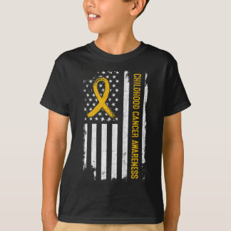 Camiseta Cancer de Infância Sensibilização Bandeira America
