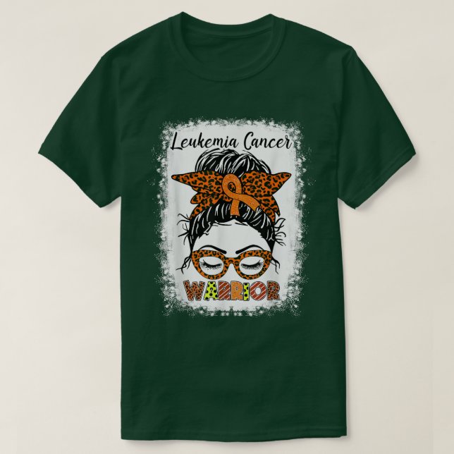Camiseta Cancer de Leucemia Guerreiro Mensagem Bun Orange R (Frente do Design)