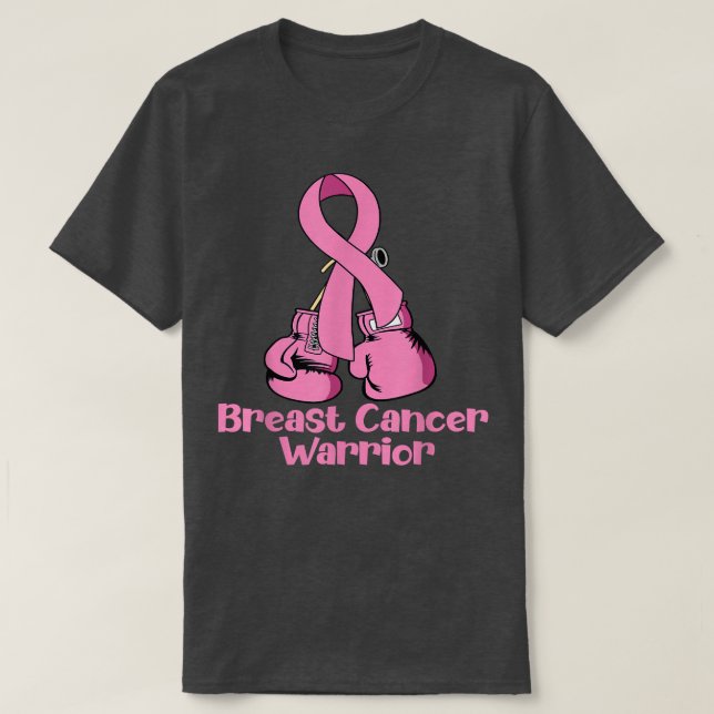 Camiseta Cancer de mama Consciência cor-de-rosa Luvas de lu (Frente do Design)