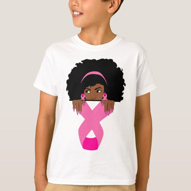 Camiseta Cancer de mama da América africana Consciência neg (Frente)
