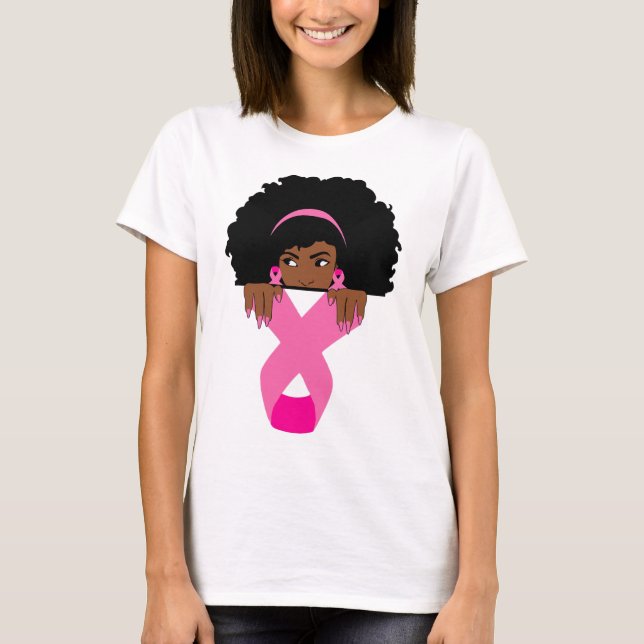 Camiseta Cancer de mama da América africana Consciência neg (Frente)