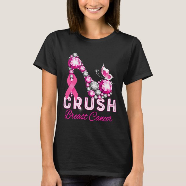 Camiseta cancer de mama do guerreiro do cancer de esmagamen (Frente)