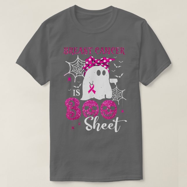 Camiseta Cancer De Mama É Folha De Mão Do Fantasma De Hallo (Frente do Design)