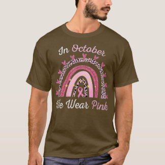 Camiseta Cancer De Mama Em Outubro Vestimos Chuva Rosa-Leop