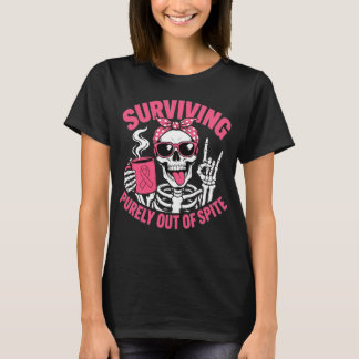 Camiseta Câncer de Mama Engraçado Esqueleto Café Humor