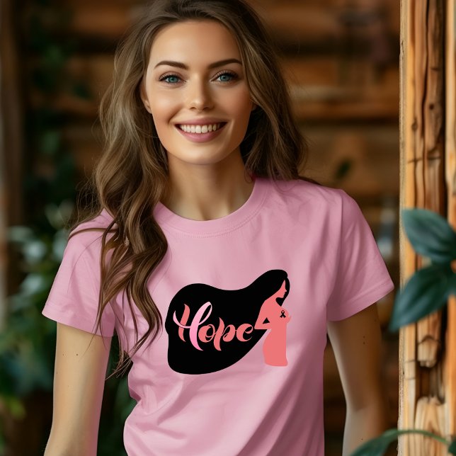 Camiseta Cancer de Mama Esperança Encorajando T-Shirt (Criador carregado)