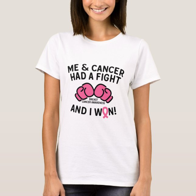 Camiseta Cancer De Mama Eu Ganhei Apoio A Sobrevivência Do  (Frente)