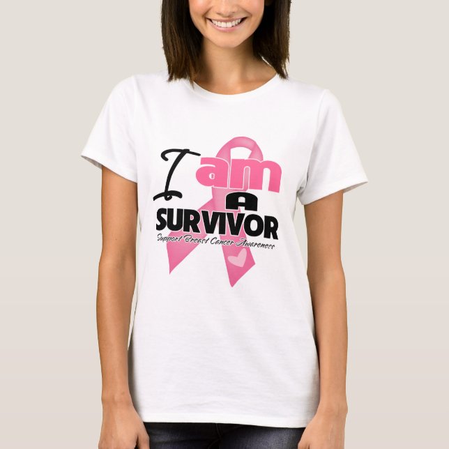 Camiseta Cancer de mama - Eu sou um sobrevivente (Frente)