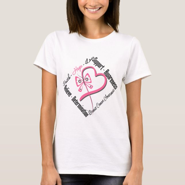 Camiseta Cancer de Mama Fé Esperança Amor (Frente)