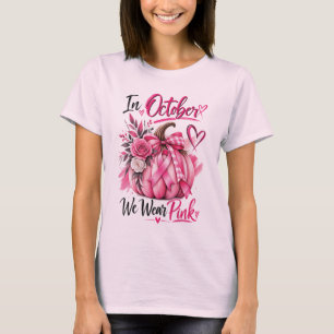 Camiseta Câncer de Mama Flor de Abóbora Rosa Conscientizaçã