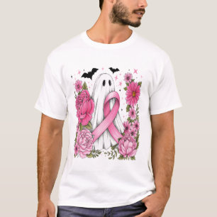 Camiseta Câncer de Mama Halloween Fantasma Boho