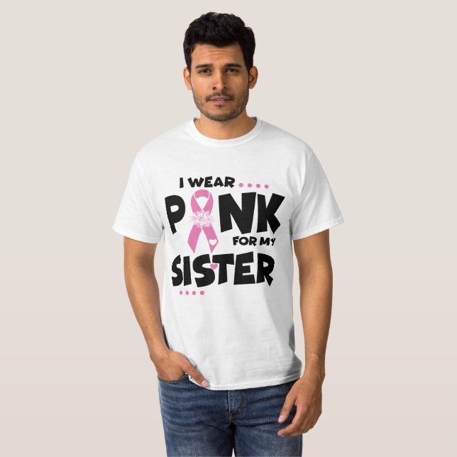 Camiseta Cancer de Mama Irmã da Fita Rosa (Frente Completa)