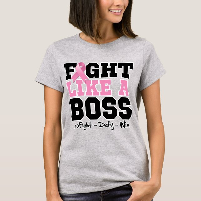 Camiseta Cancer de mama luta como um chefe (Frente)
