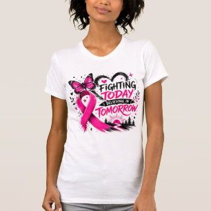 Camiseta Câncer de Mama Lutando Hoje Acreditando no Amanhã