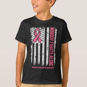 Camiseta Cancer De Mama Ninguém Luta Sozinho Cancer De Mama