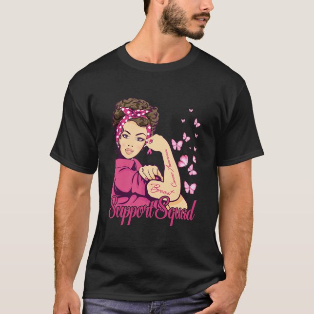 Camiseta Cancer de Mama Rosie Riveter, Esquadrão de Suporte (Frente)