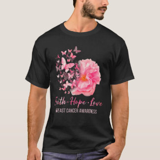 Camiseta Cancer de mama Sensibilização fé esperança amor bo