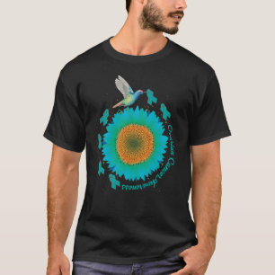 Camiseta Câncer de ovário de Fita de Girassol de Girassol